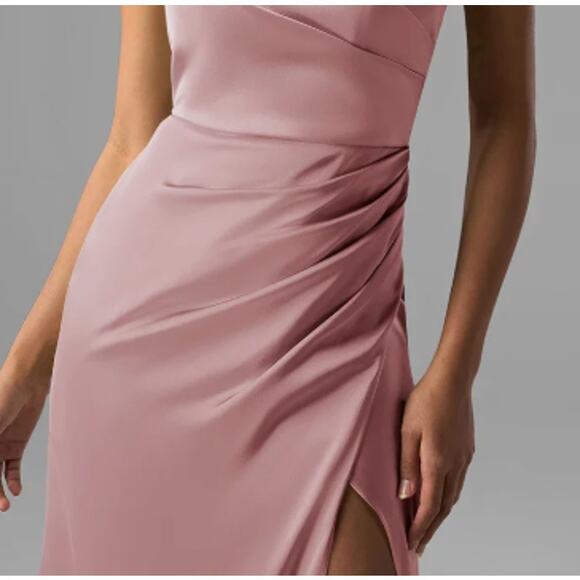 AW BRIDAL 16 2X plus pink rose quartz formal Benedict satin maxi dress NEW B91 - Picture 2 of 7